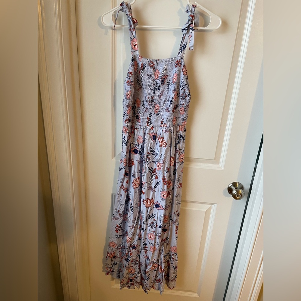 Japna Purple Floral Dress with Tie Strap